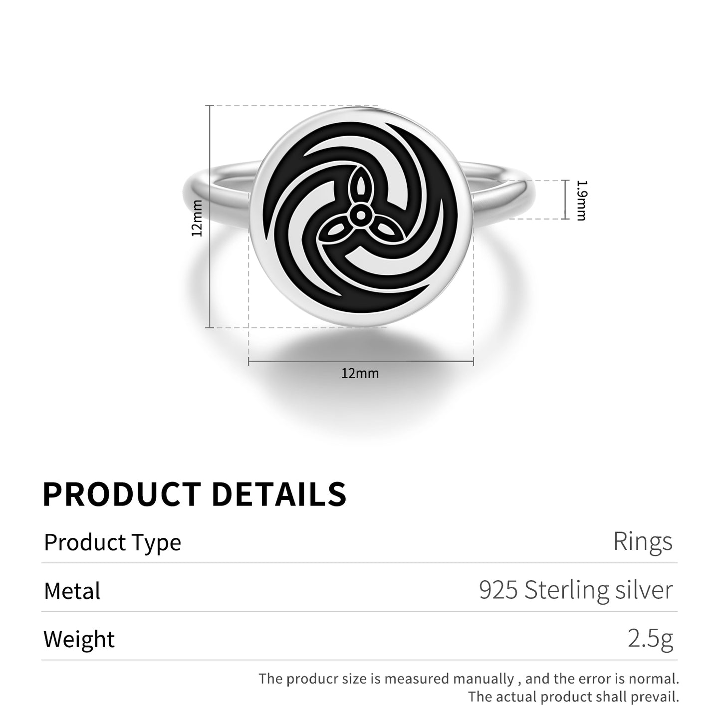 Kuroda Kanbe Japanese Symbols Adjustable Open Ring