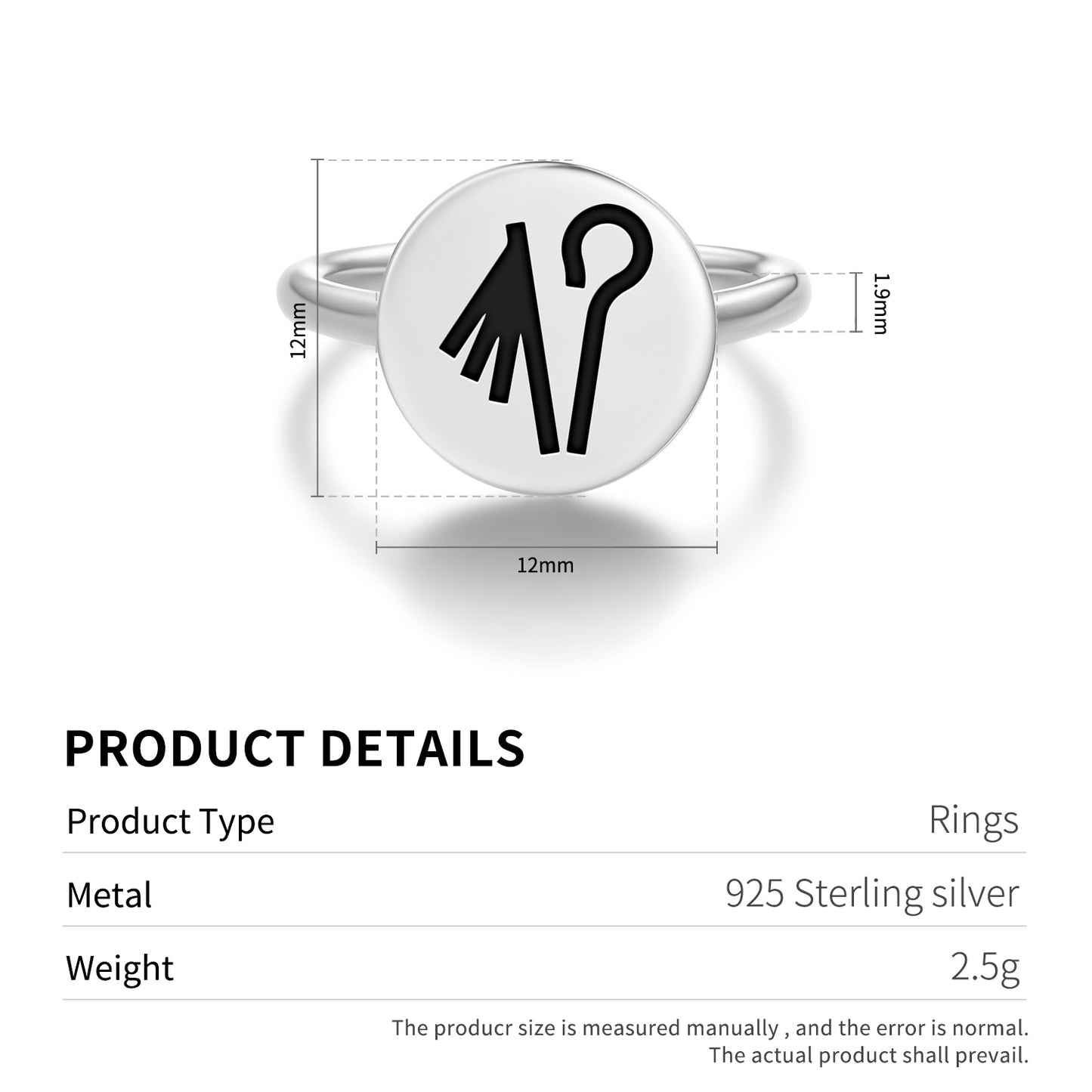 Crook and fall Egyptian Symbols Adjustable Open Ring