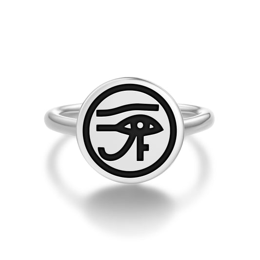 Wedjat Egyptian Symbols Adjustable Open Ring