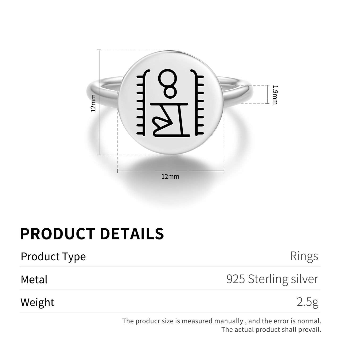 Heh Egyptian Symbols Adjustable Open Ring