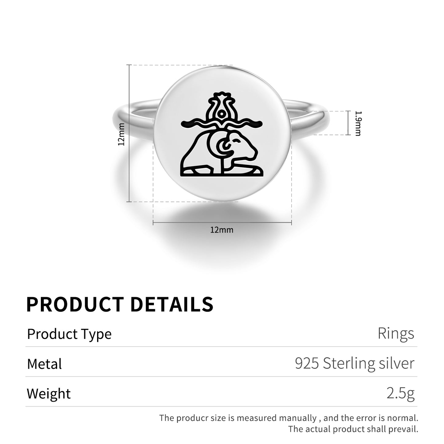 Khnum Egyptian Symbols Adjustable Open Ring