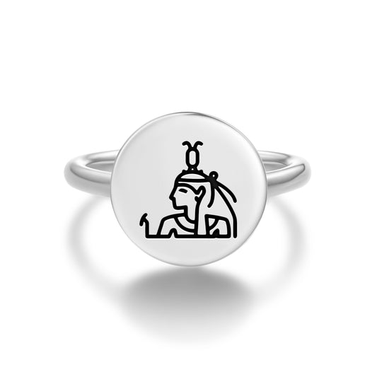 Neith Egyptian Symbols Adjustable Open Ring