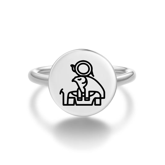 Ra Egyptian Symbols Adjustable Open Ring