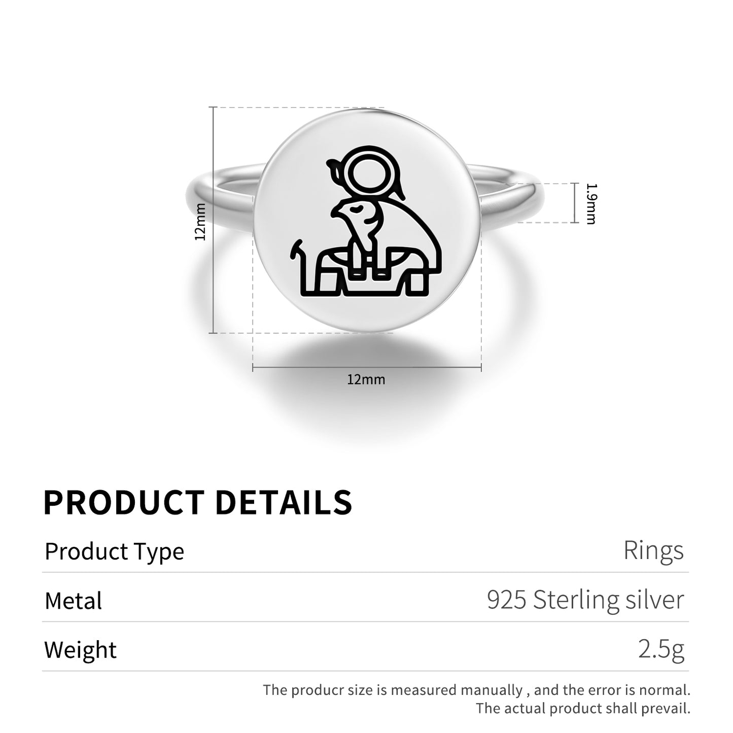 Ra Egyptian Symbols Adjustable Open Ring
