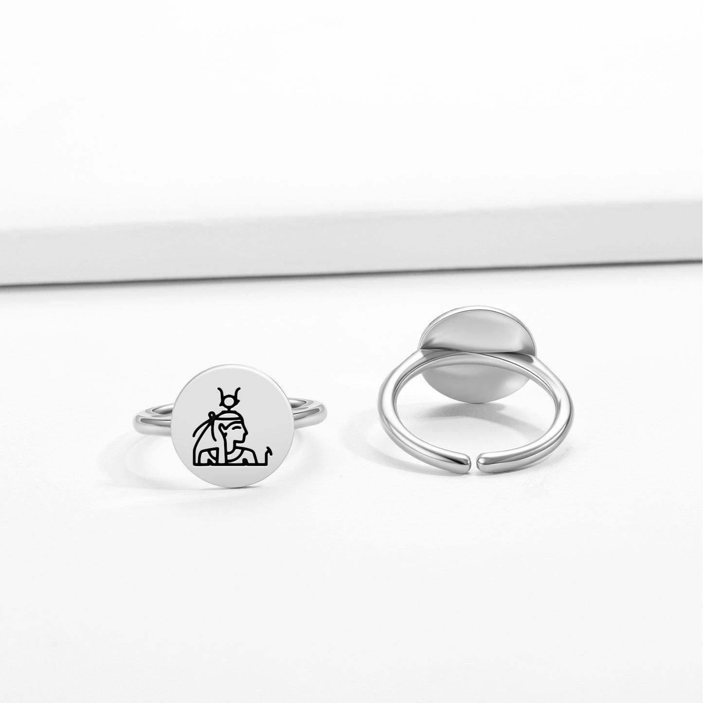 Hathor Egyptian Symbols Adjustable Open Ring