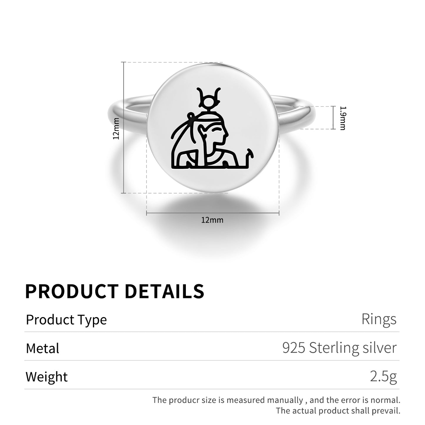 Hathor Egyptian Symbols Adjustable Open Ring