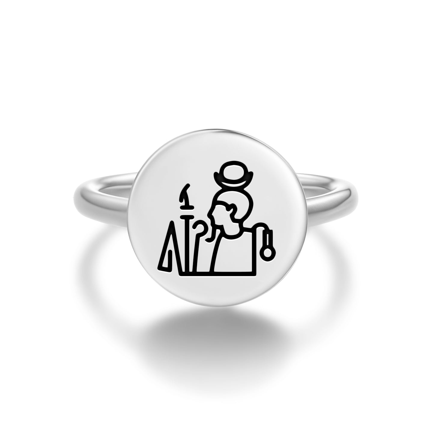 Khonsu Egyptian Symbols Adjustable Open Ring