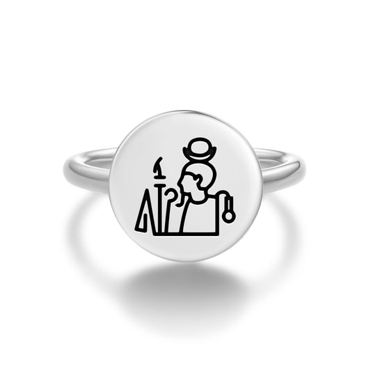 Khonsu Egyptian Symbols Adjustable Open Ring
