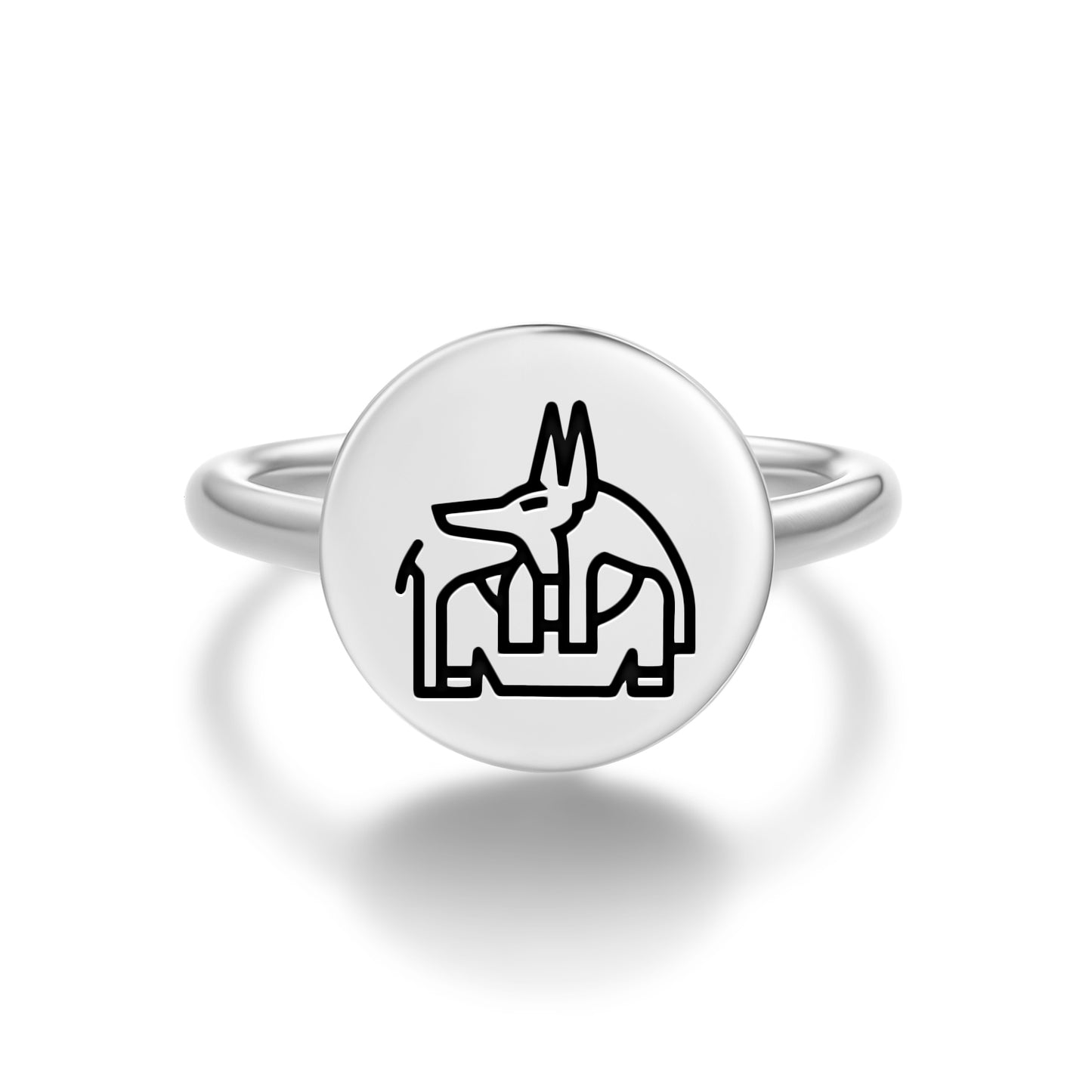 Anubis Egyptian Symbols Adjustable Open Ring