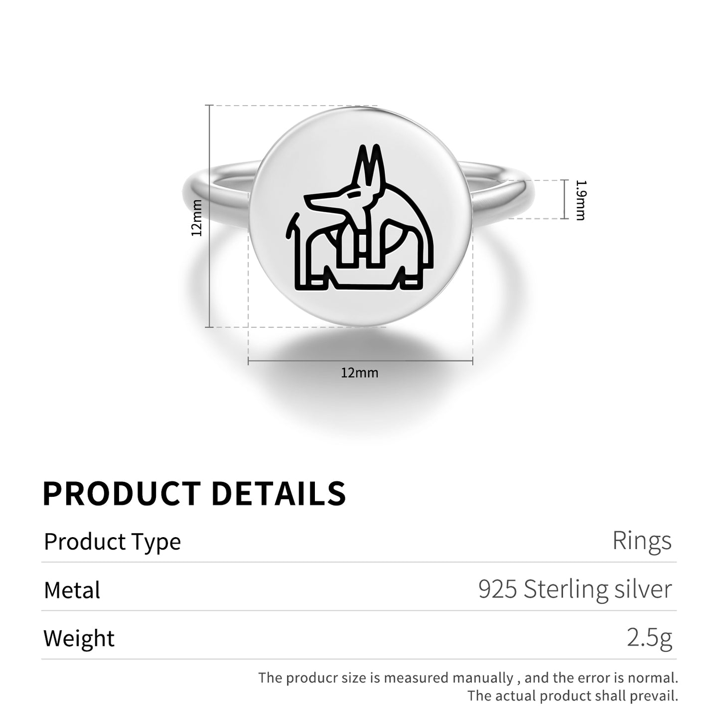 Anubis Egyptian Symbols Adjustable Open Ring
