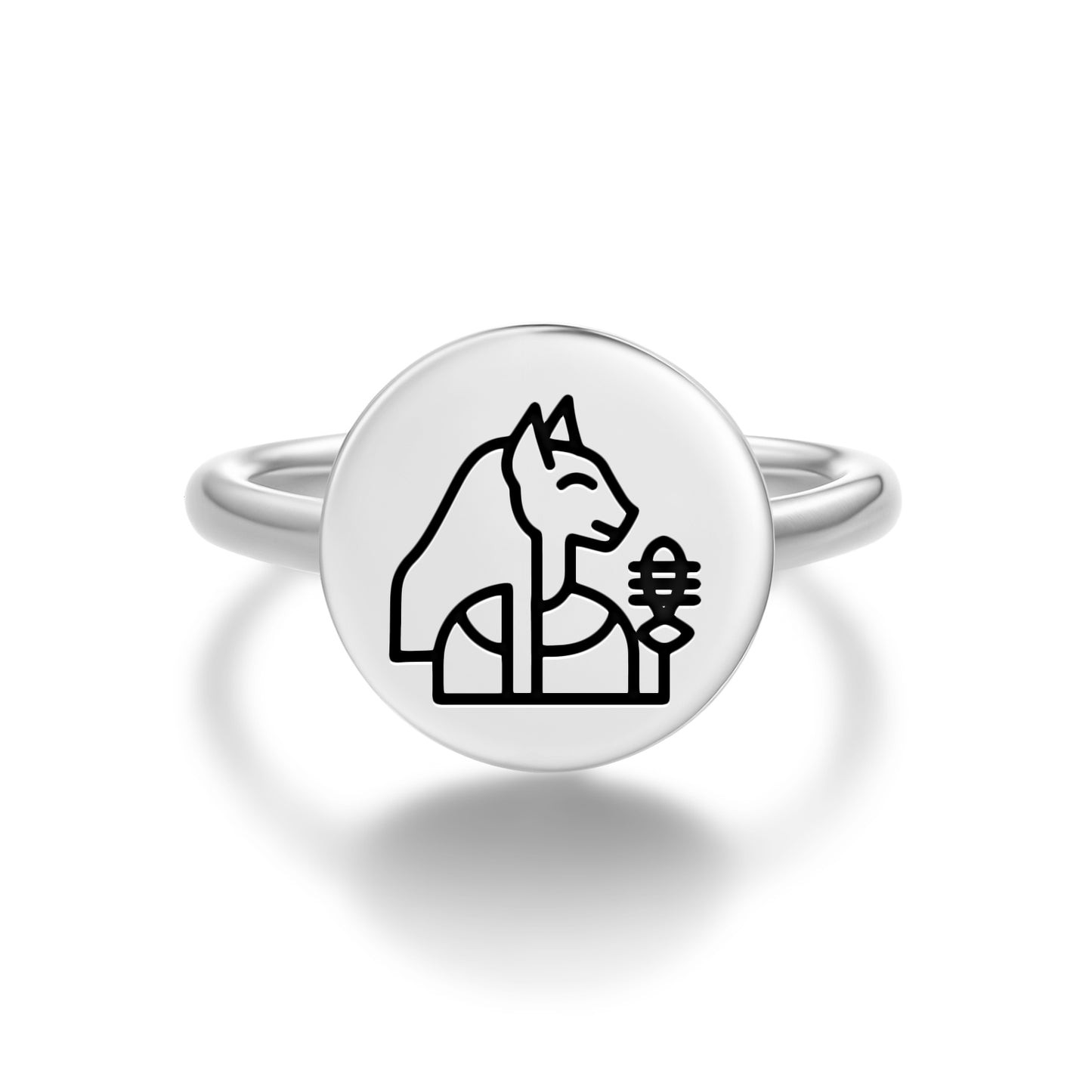 Bastet Egyptian Symbols Adjustable Open Ring
