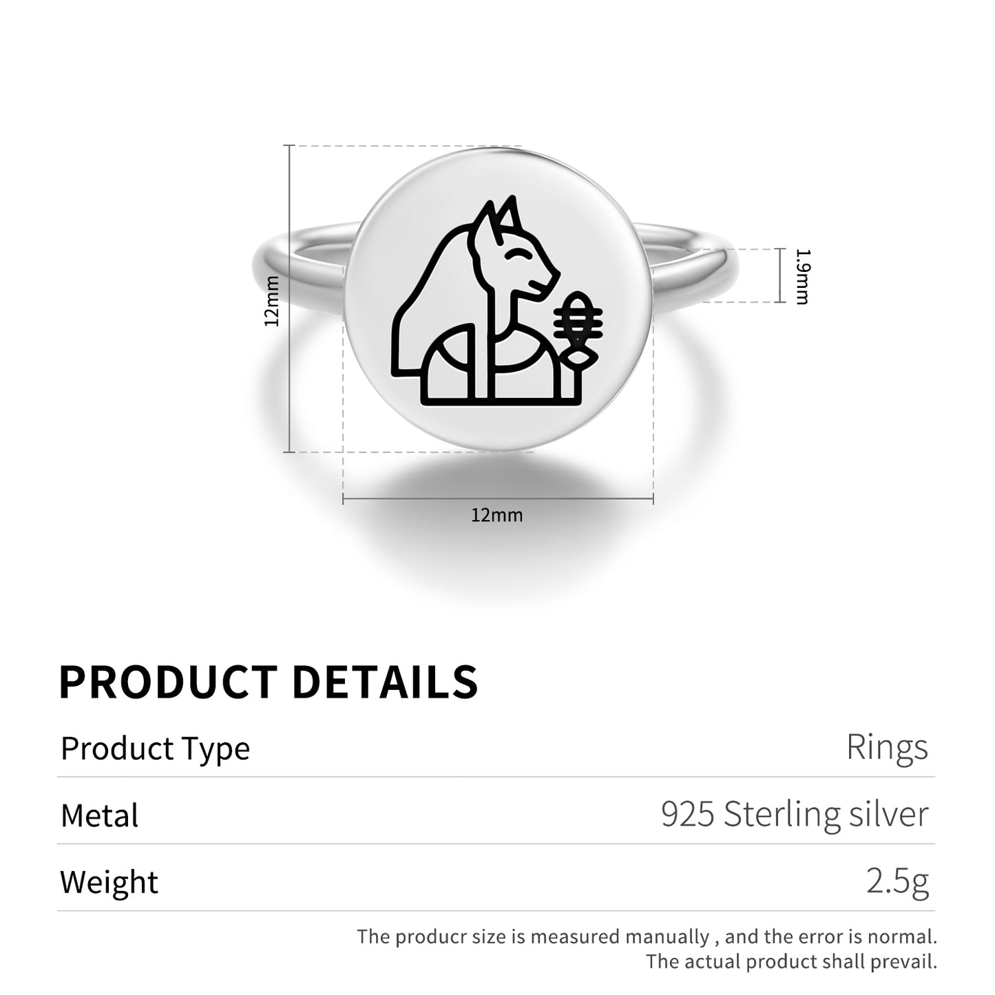 Bastet Egyptian Symbols Adjustable Open Ring