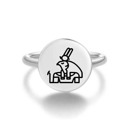 Montu Egyptian Symbols Adjustable Open Ring