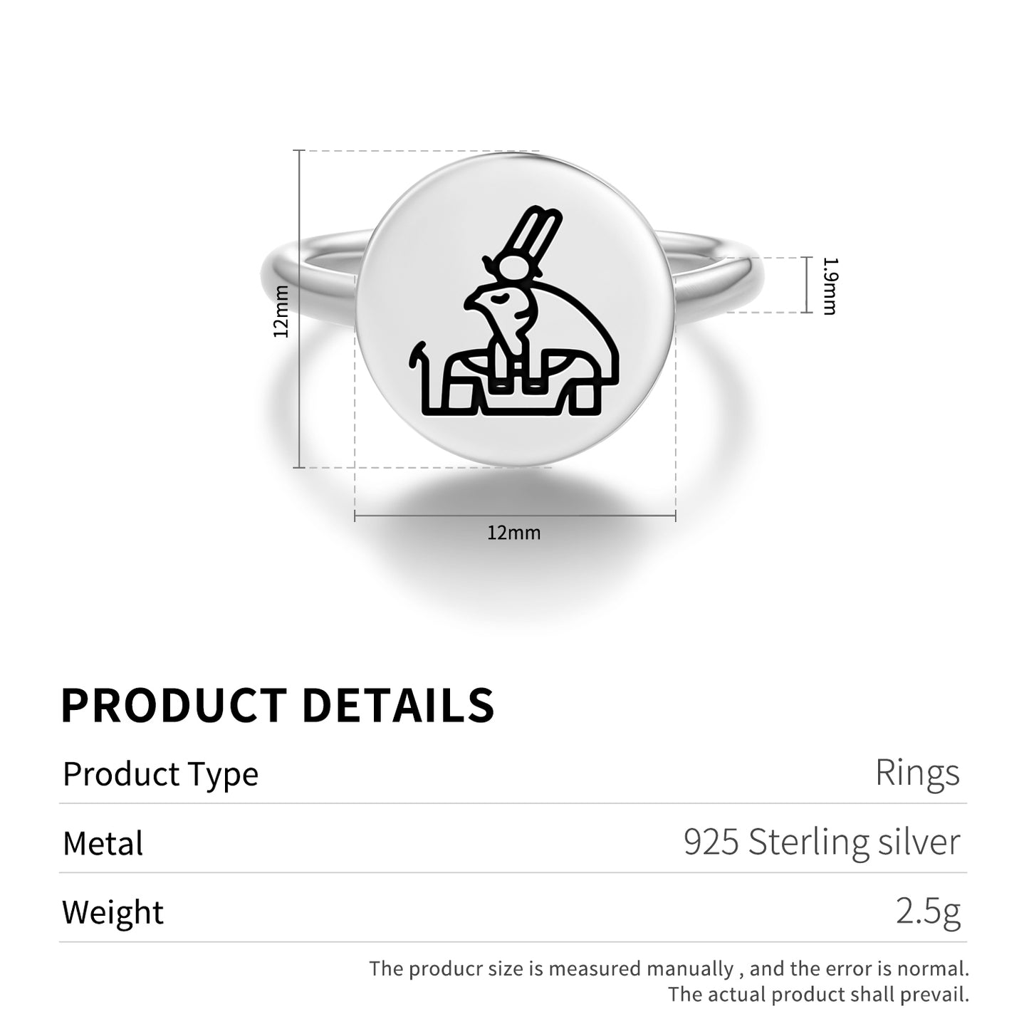 Montu Egyptian Symbols Adjustable Open Ring