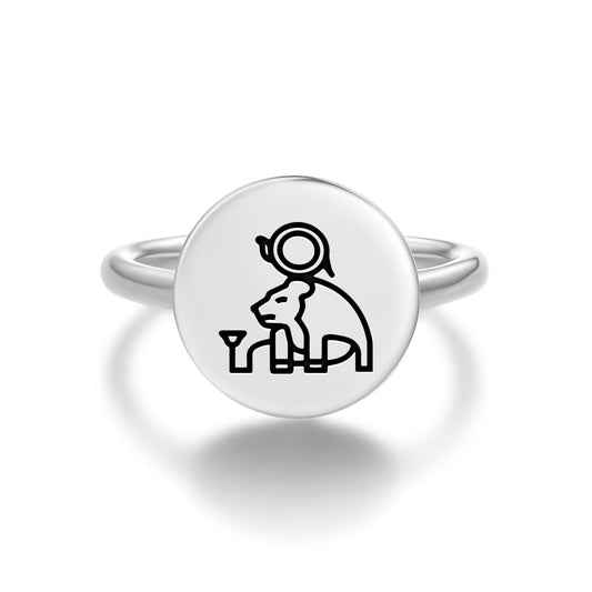Sekhmet Egyptian Symbols Adjustable Open Ring