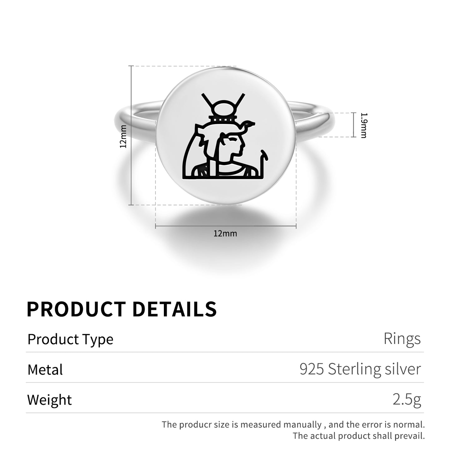 Iusaaset Egyptian Symbols Adjustable Open Ring