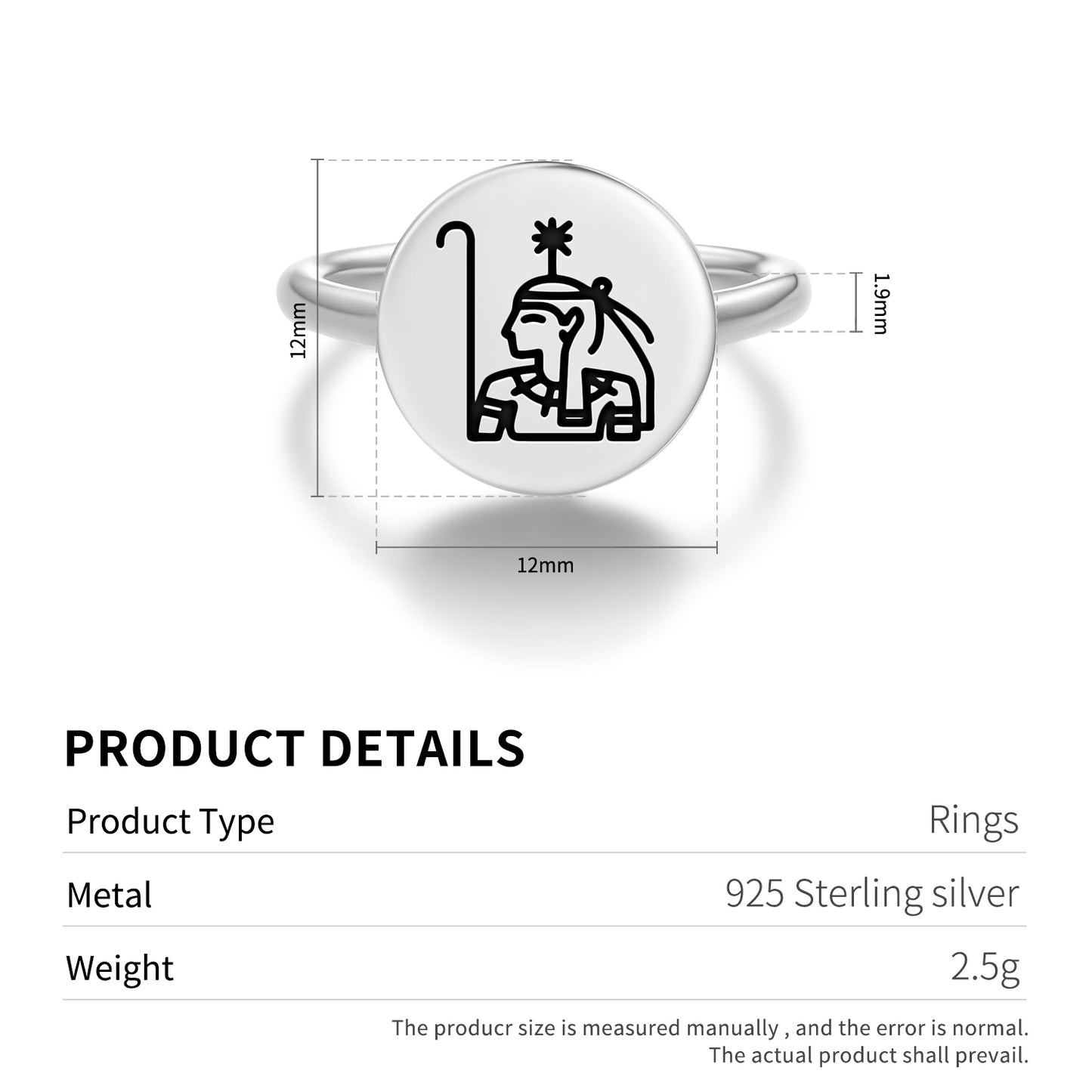 Seshat Egyptian Symbols Adjustable Open Ring