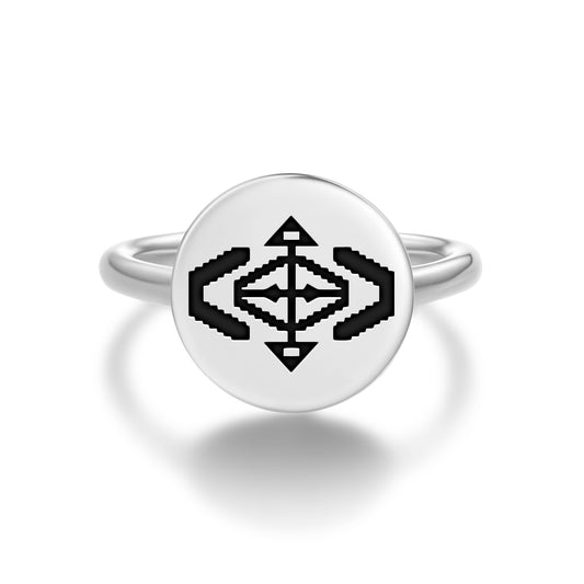 Tortoise Protection Lakota Sioux Symbols Adjustable Open Ring
