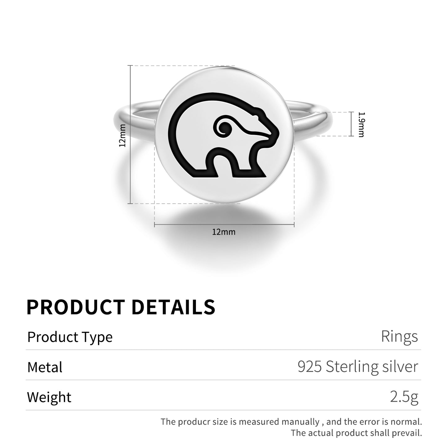 Bear Lakota Sioux Symbols Adjustable Open Ring