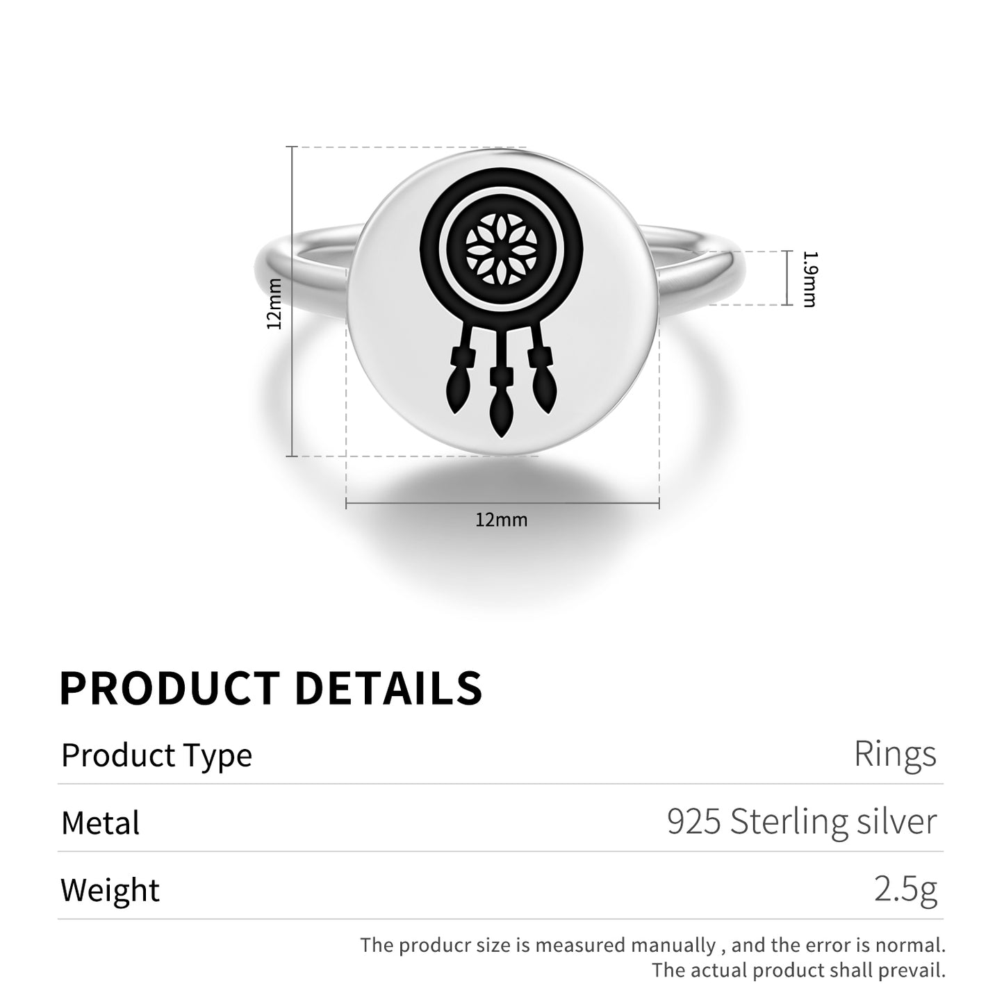 Dreamcatcher Lakota Sioux Symbols Adjustable Open Ring