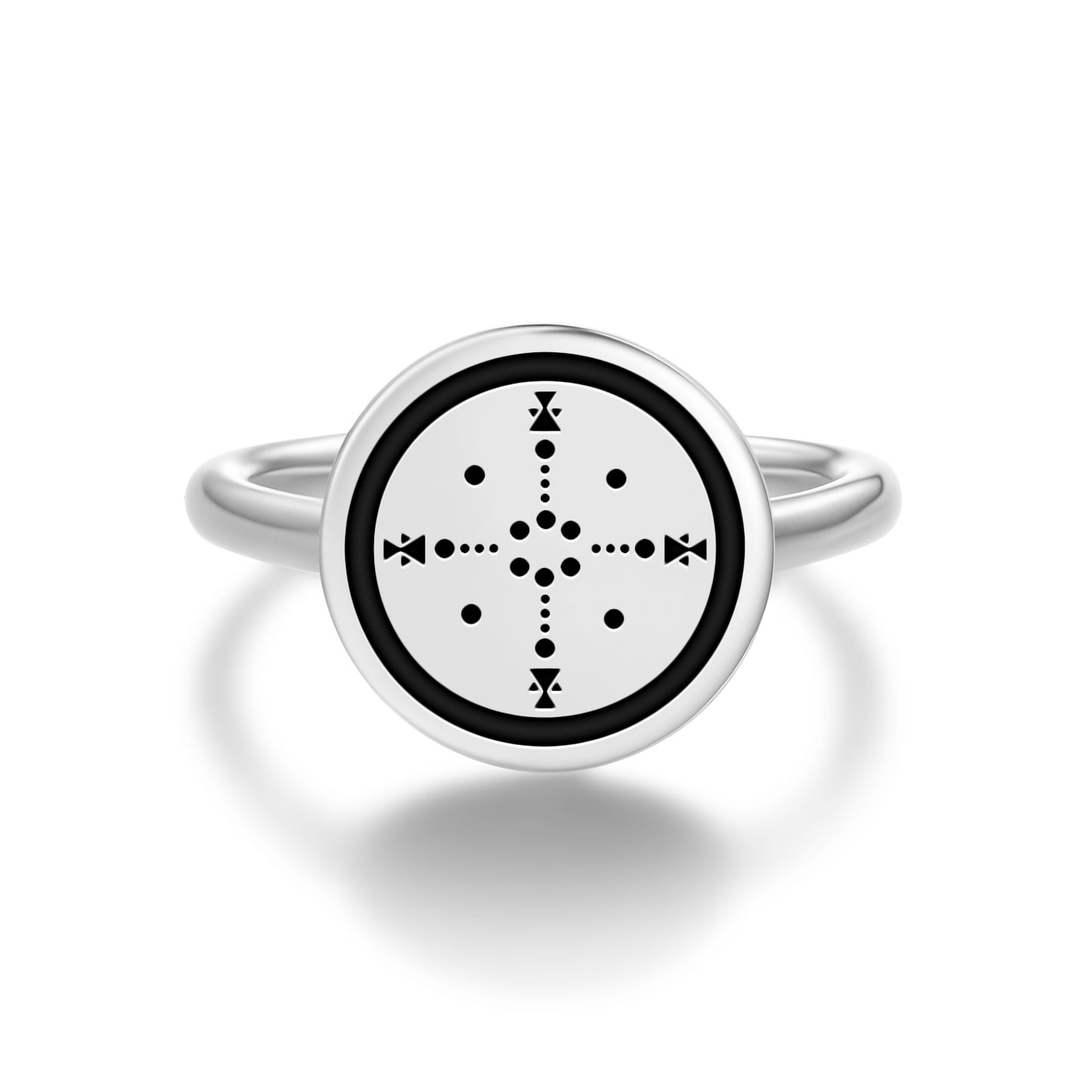 Medicine Wheel Four Huts Lakota Sioux Symbols Adjustable Open Ring