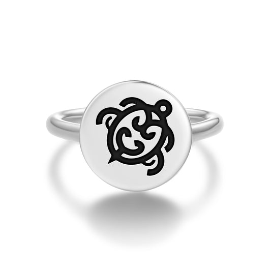 Koru Honu Maori Symbols Adjustable Open Ring