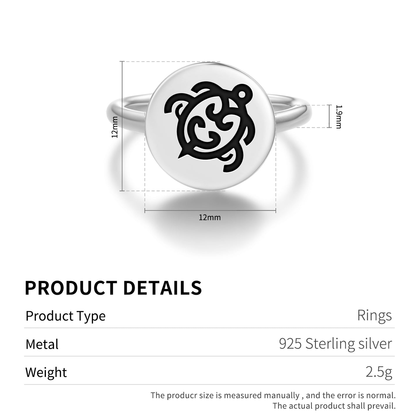 Koru Honu Maori Symbols Adjustable Open Ring