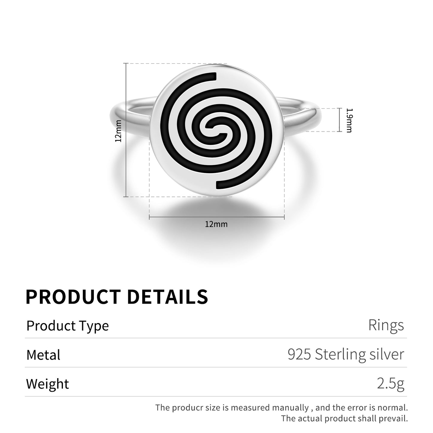 Spiral Taino Symbols Adjustable Open Ring