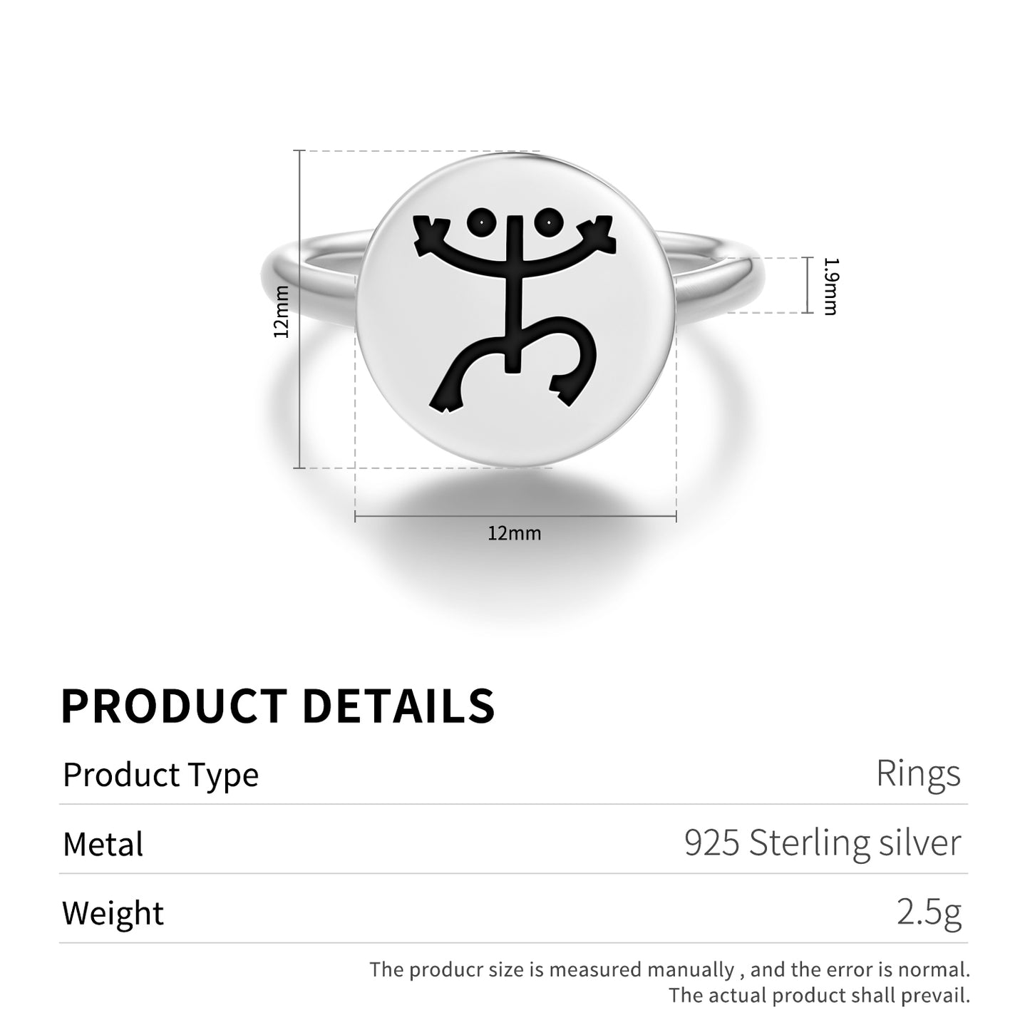 Toa Taino Symbols Adjustable Open Ring