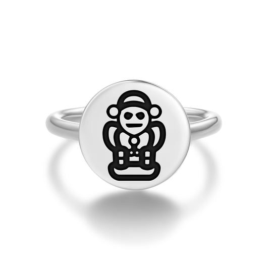 Behique Taino Symbols Adjustable Open Ring