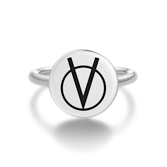 Patience Native Rock Art Symbols Adjustable Open Ring