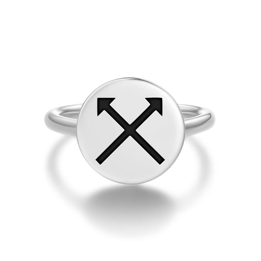 Friendship Native Rock Art Symbols Adjustable Open Ring