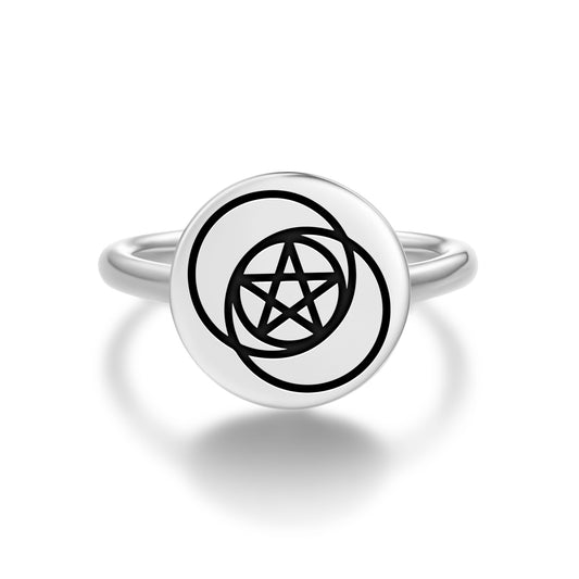 Pentad Crop Circles Symbols Adjustable Open Ring