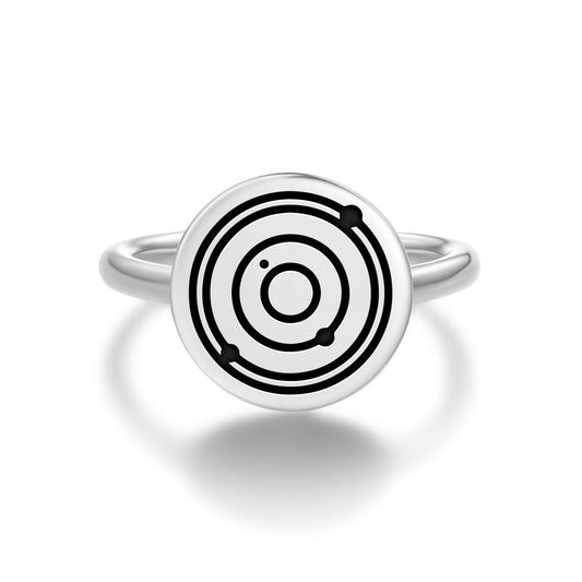 Nine Planets Crop Circles Symbols Adjustable Open Ring