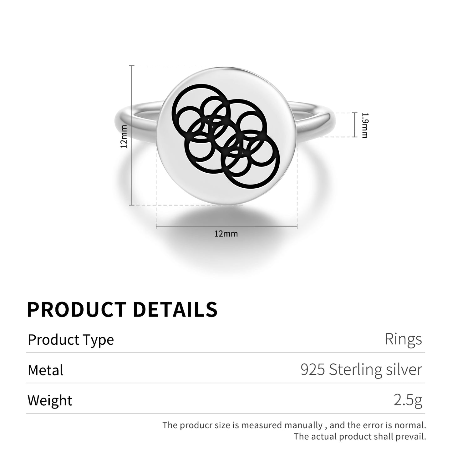 Braid Pattern Crop Circles Symbols Adjustable Open Ring