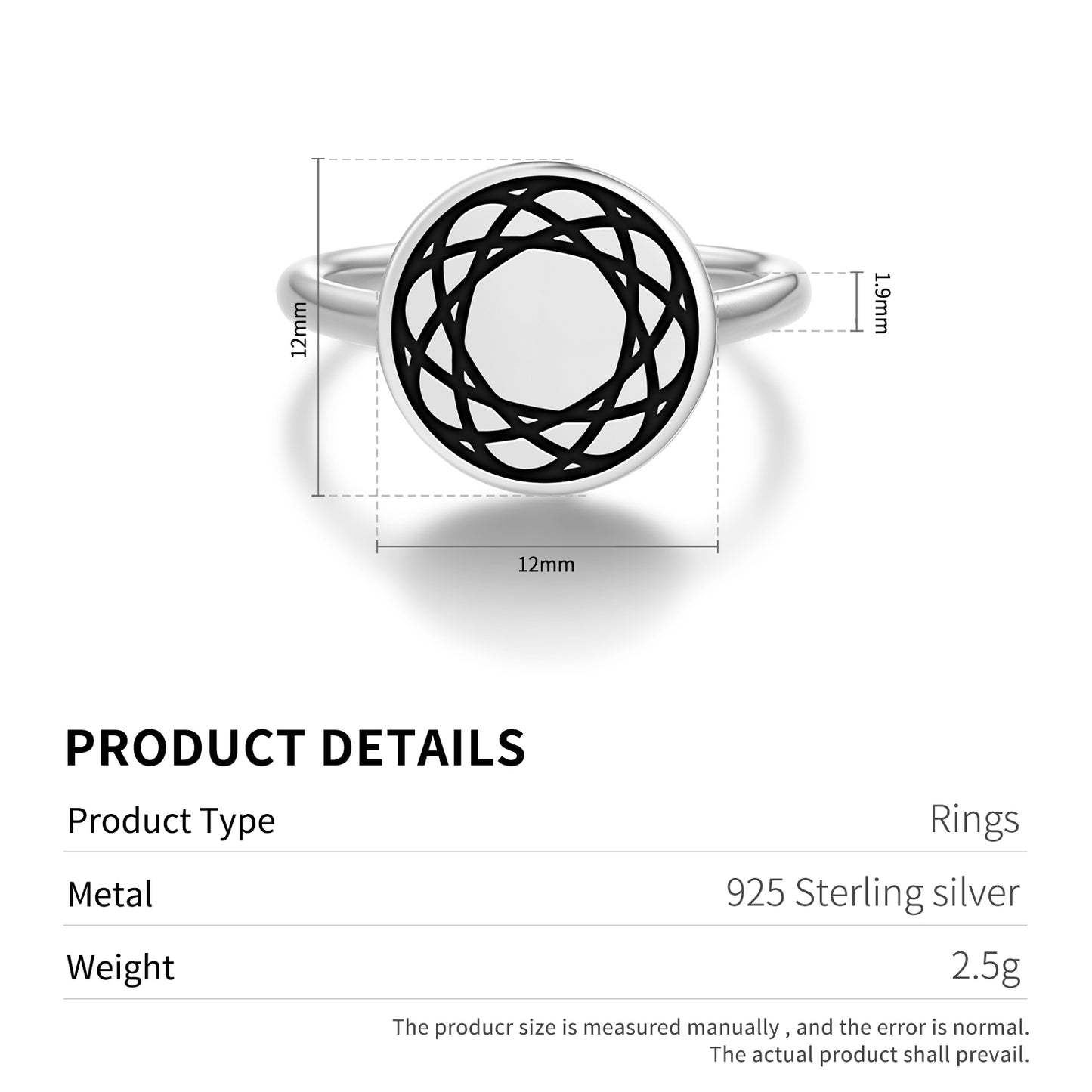 Torus Crop Circles Symbols Adjustable Open Ring