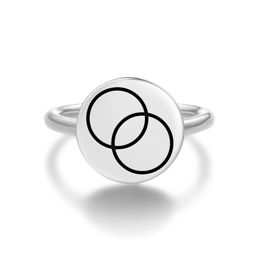 Dyad Vesica Pisces Crop Circles Symbols Adjustable Open Ring