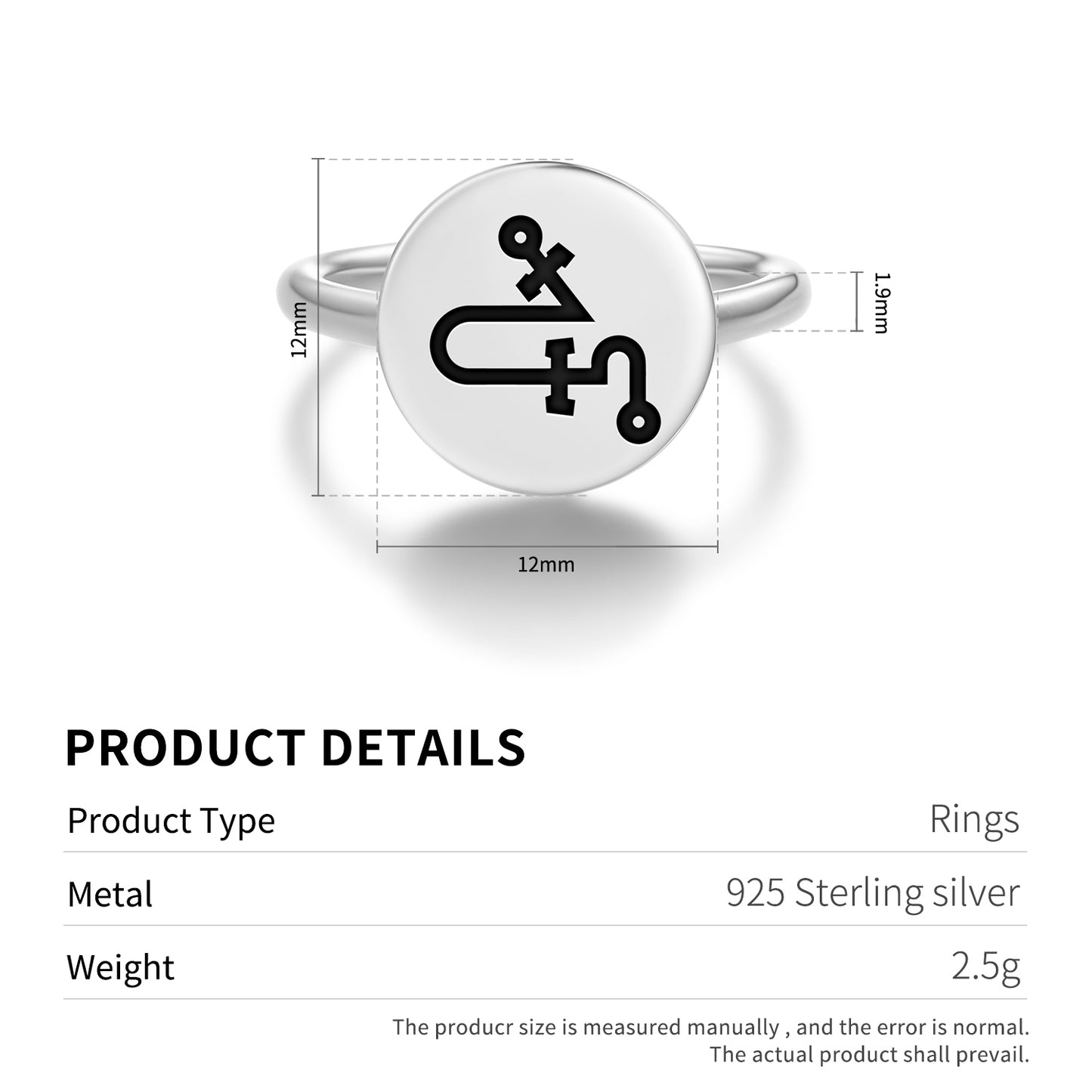 HARAHEL Angels Symbols Adjustable Open Ring