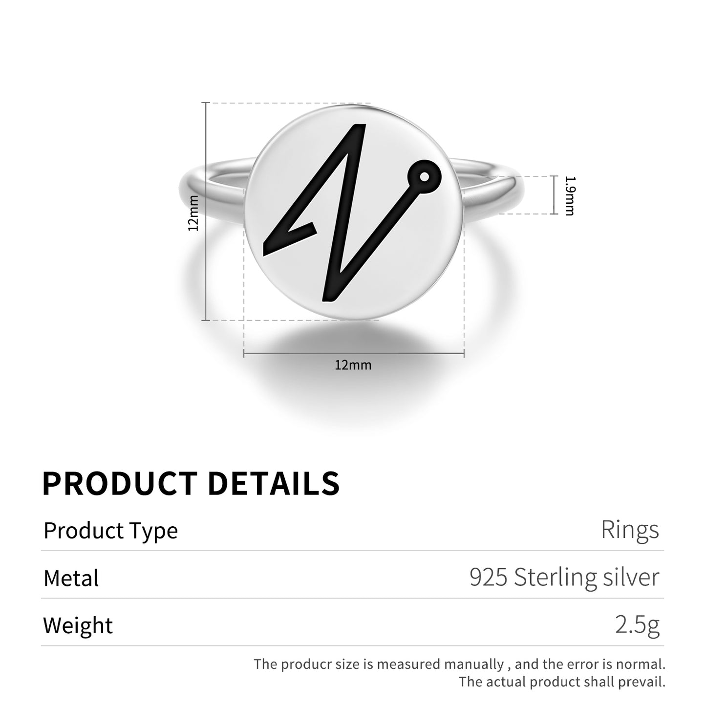 NEMAMIAH Angels Symbols Adjustable Open Ring