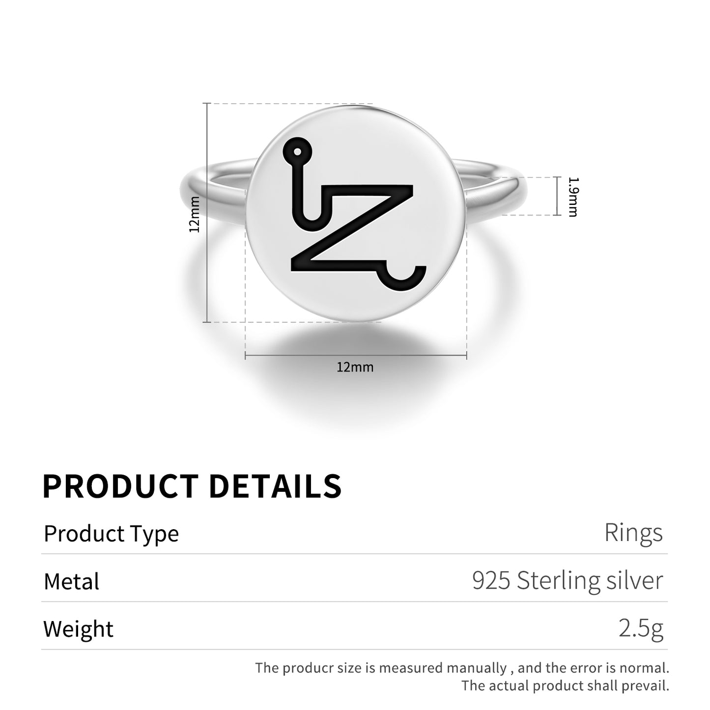 VEHUEL Angels Symbols Adjustable Open Ring