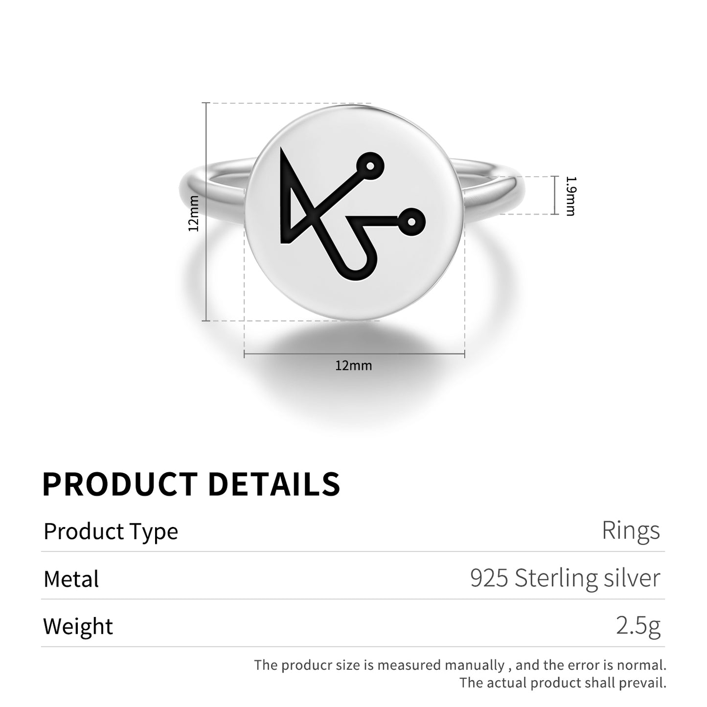 VEULIAH Angels Symbols Adjustable Open Ring