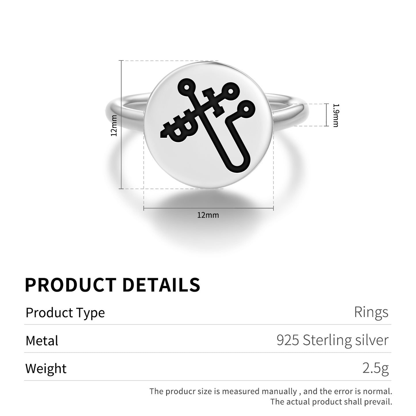 MIKAEL Angels Symbols Adjustable Open Ring