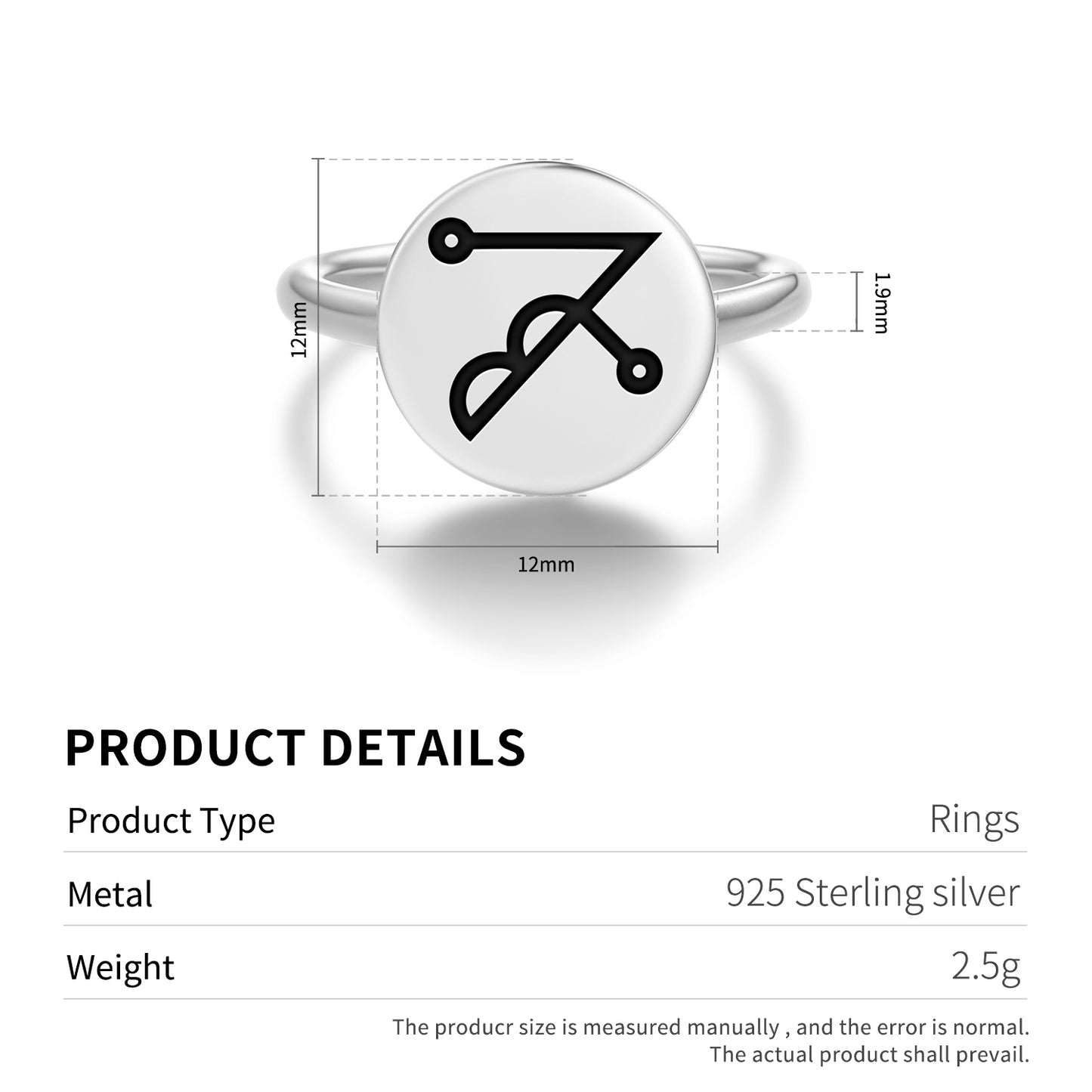 JELIEL Angels Symbols Adjustable Open Ring