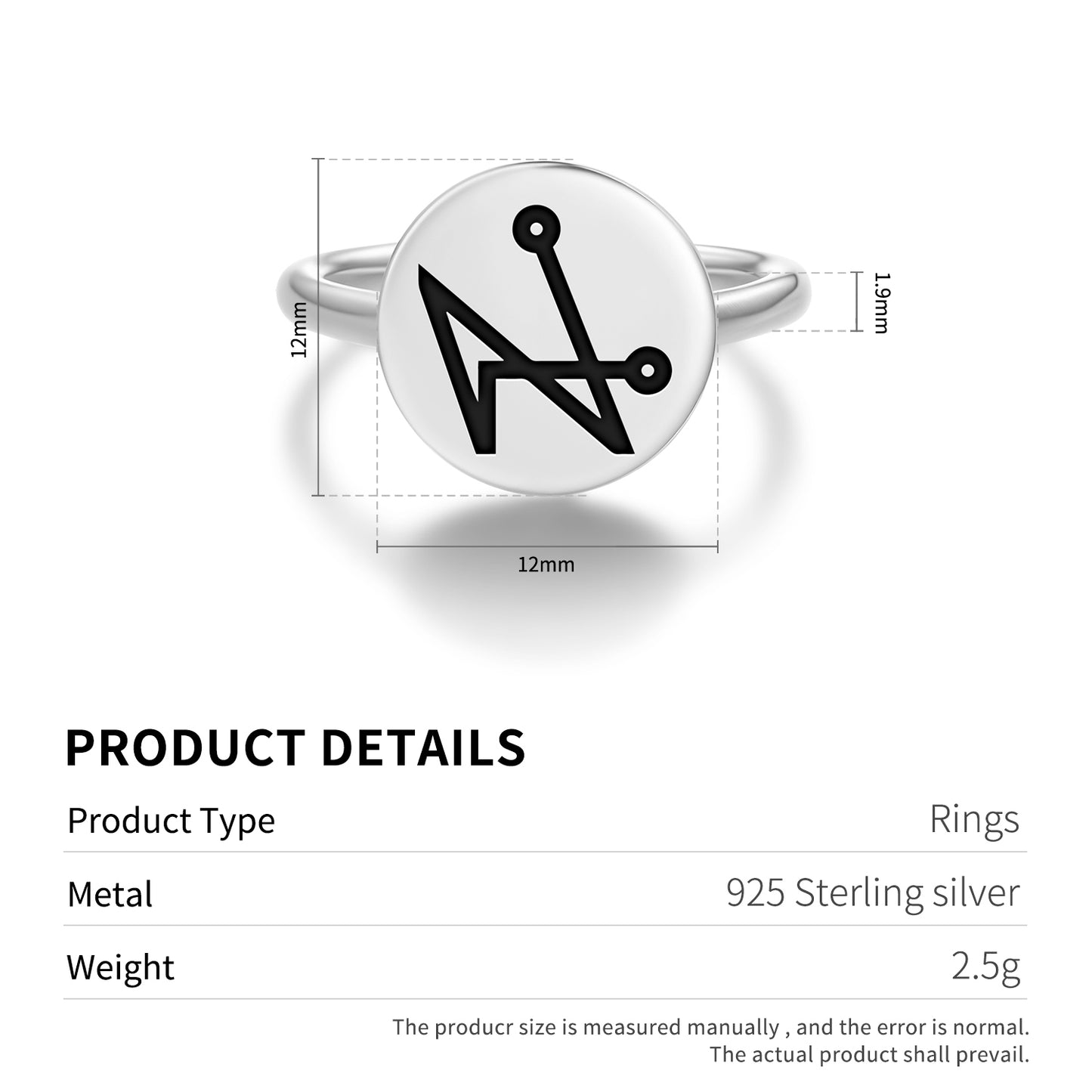 HAZIEL Angels Symbols Adjustable Open Ring