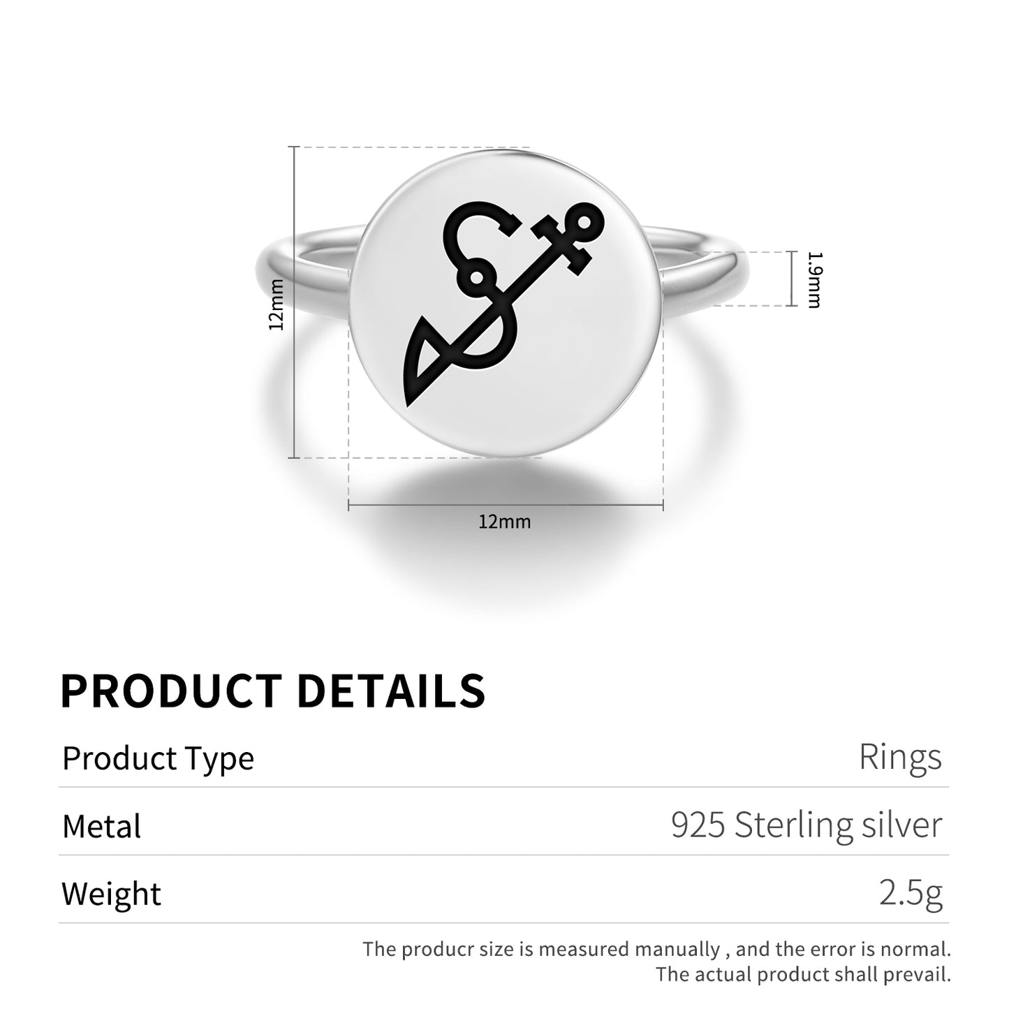 ACHAIAH Angels Symbols Adjustable Open Ring