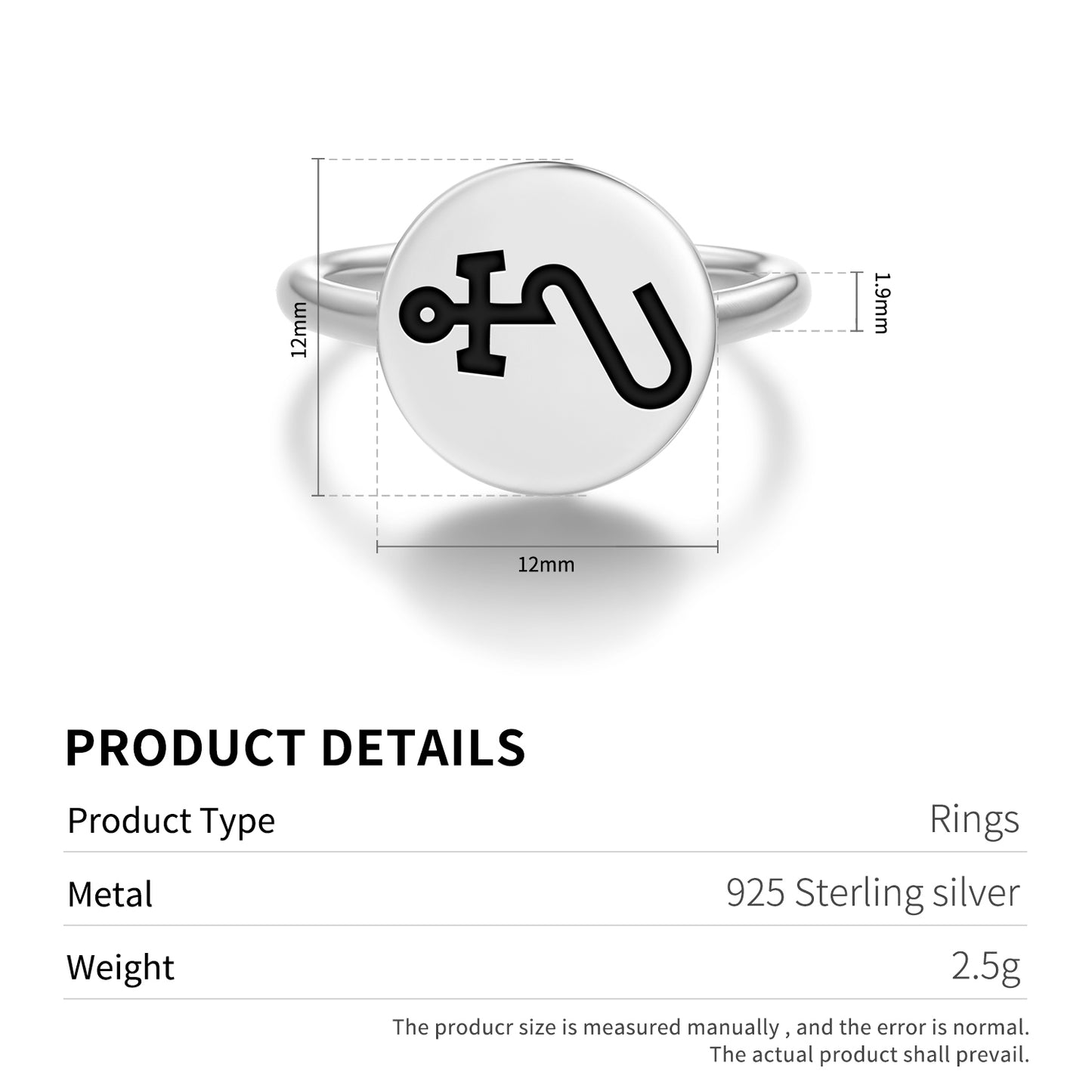 VEUIAH Angels Symbols Adjustable Open Ring