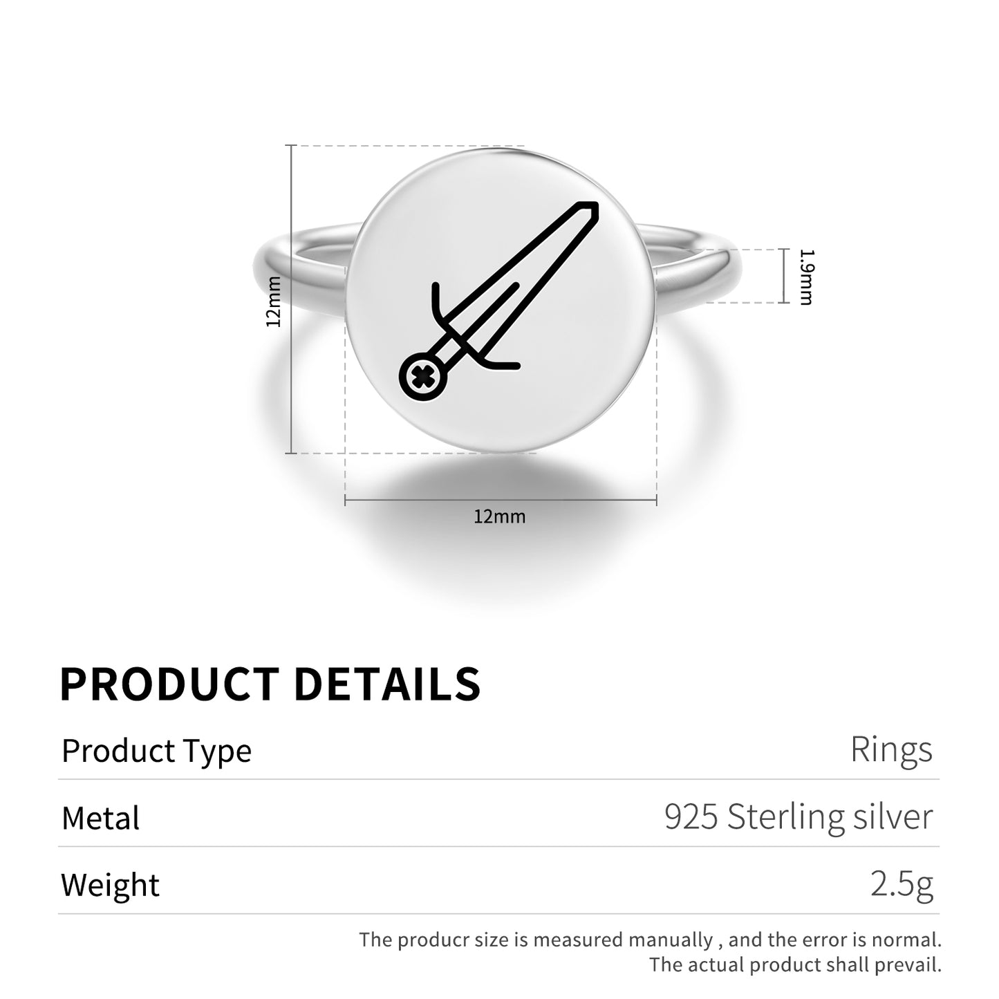 Templar Sword Templar Symbols Adjustable Open Ring