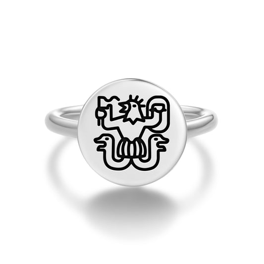 Abraxas Templar Symbols Adjustable Open Ring