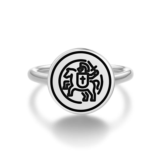 Knight on the Horse Templar Symbols Adjustable Open Ring
