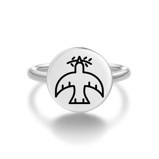 White Pigeon Templar Symbols Adjustable Open Ring